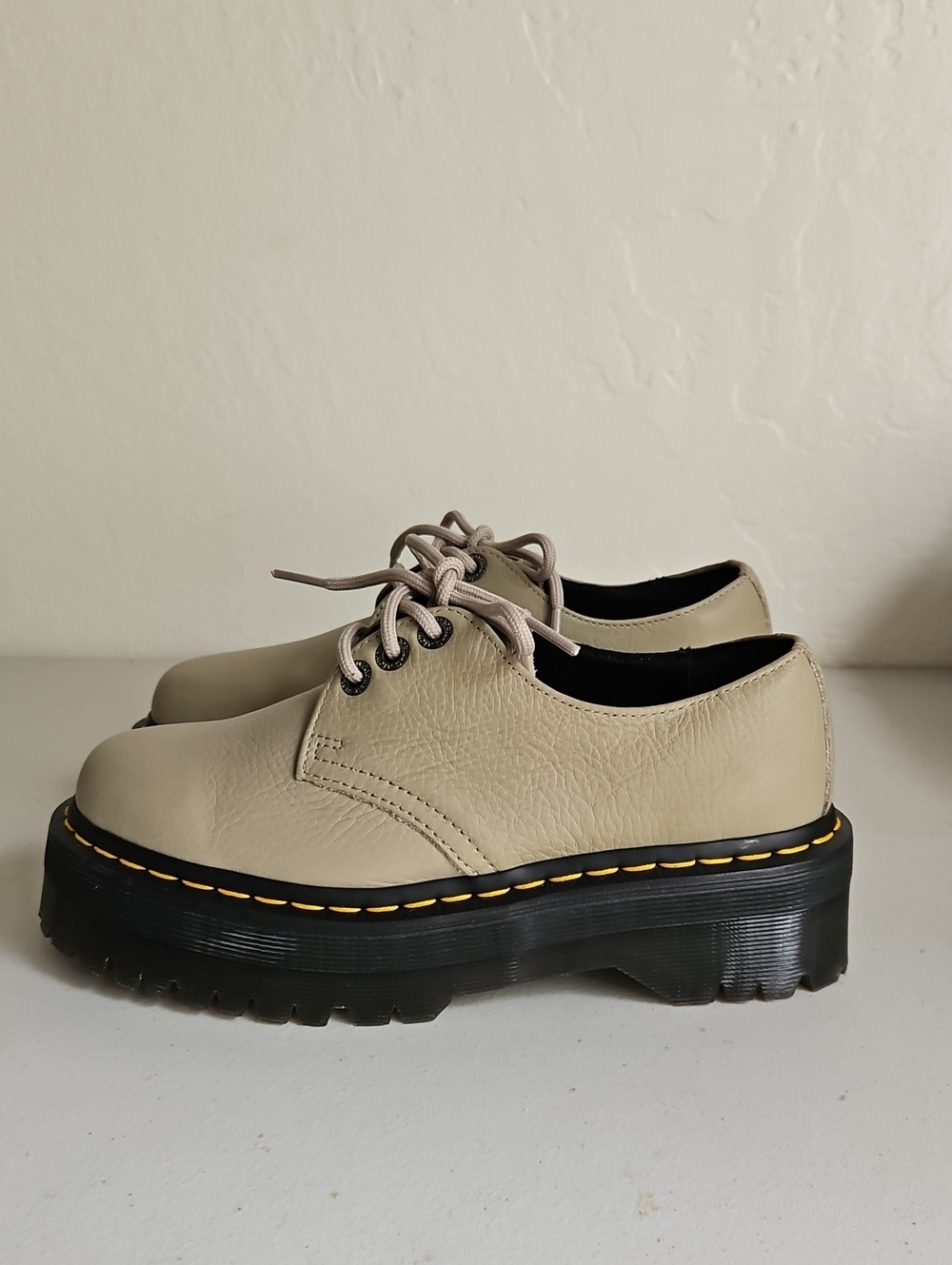 Dr. Martens  1461 II Pisa Leather Platform Shoes in VINTAGE TAUPE - New